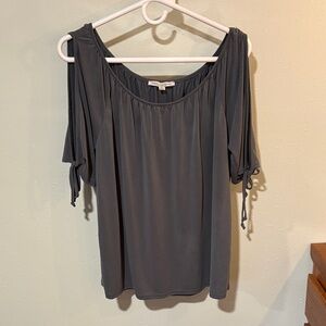 Elegant Gray Cold Shoulder Top